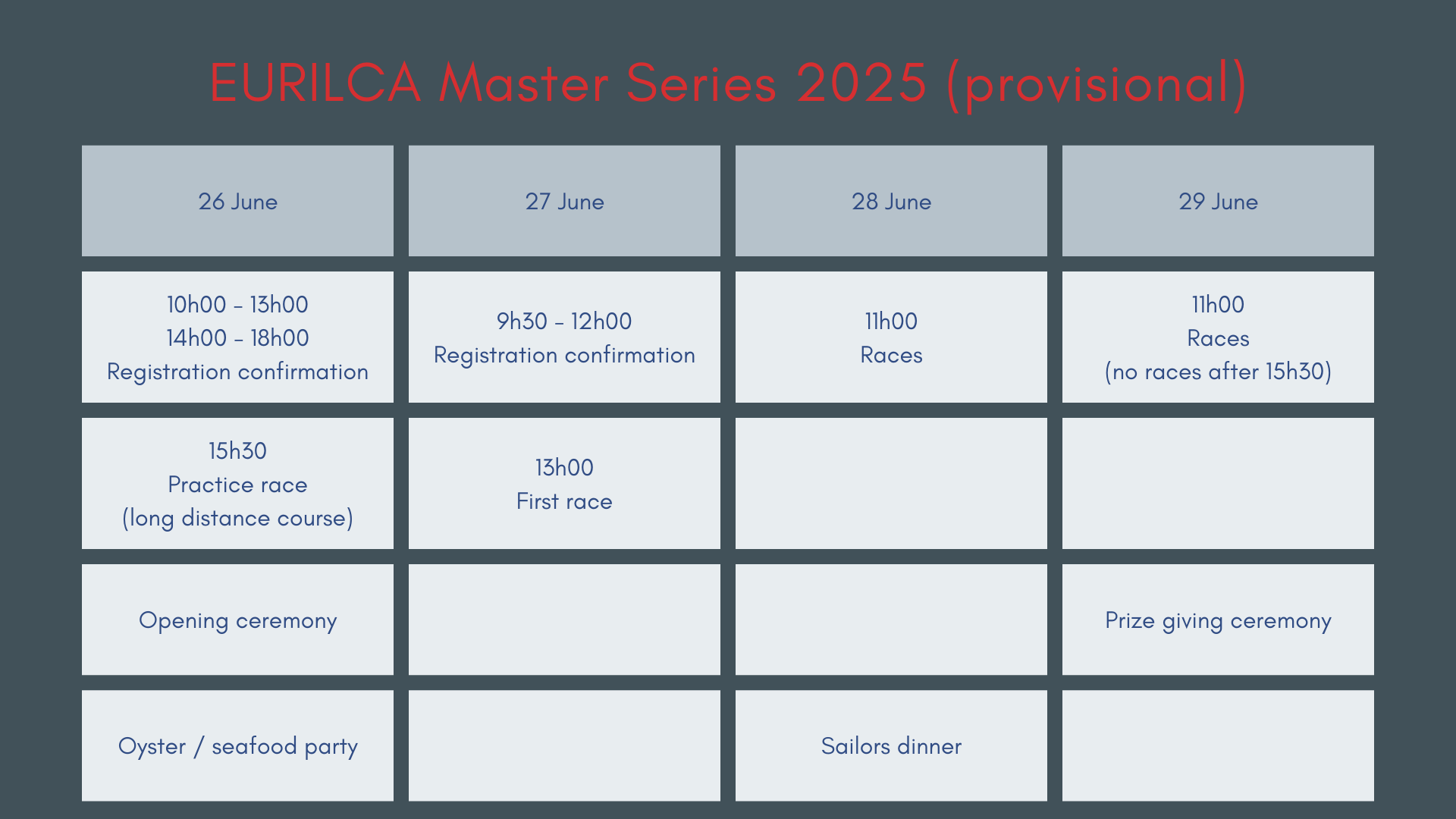 Programme ILCA 2025